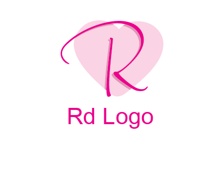 letter r in front of heart shape logo
