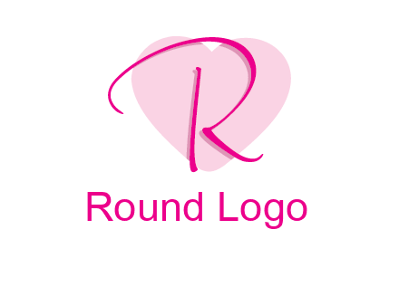 letter r in front of heart shape logo