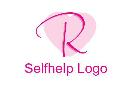 letter r in front of heart shape logo