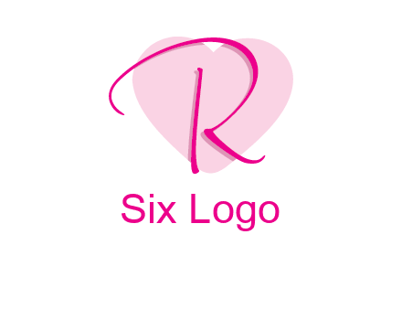 letter r in front of heart shape logo