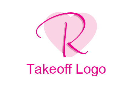 letter r in front of heart shape logo