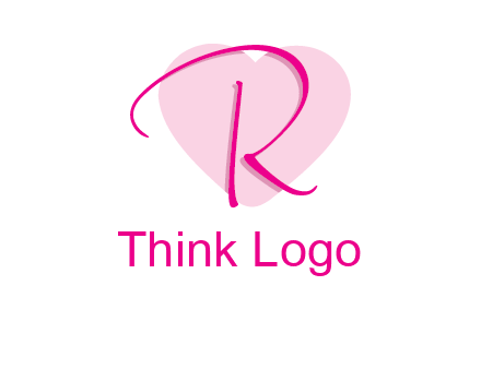 letter r in front of heart shape logo