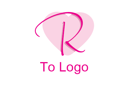 letter r in front of heart shape logo