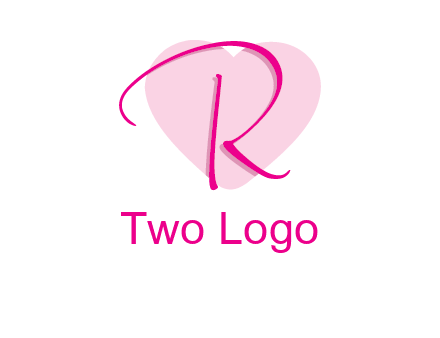 letter r in front of heart shape logo