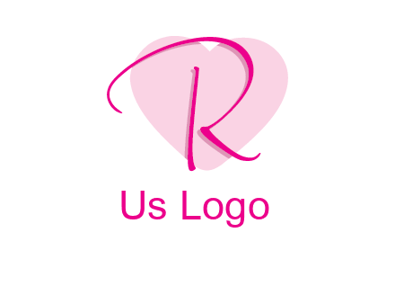 letter r in front of heart shape logo