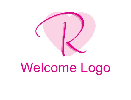 letter r in front of heart shape logo