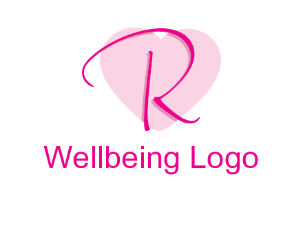 letter r in front of heart shape logo
