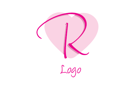 letter r in front of heart shape logo