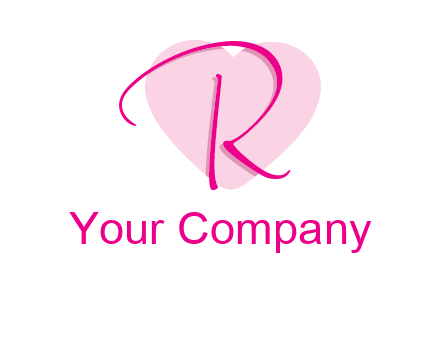 letter r in front of heart shape logo