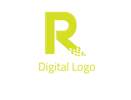 letter r inside digital pixels logo