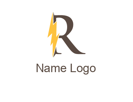 letter r inside electric bolt logo