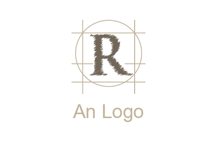 letter r inside in circle with lines logo