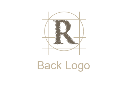 letter r inside in circle with lines logo