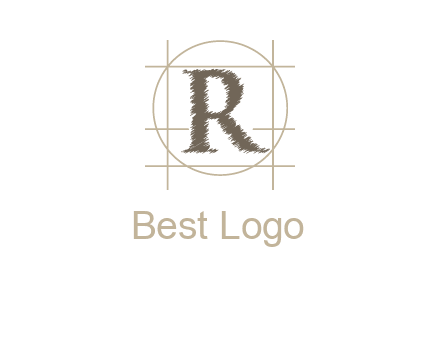 letter r inside in circle with lines logo