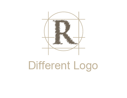 letter r inside in circle with lines logo
