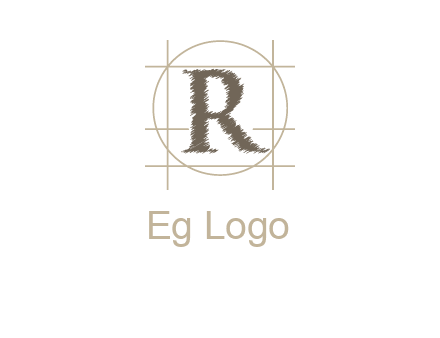 letter r inside in circle with lines logo