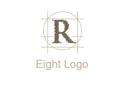 letter r inside in circle with lines logo