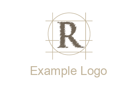 letter r inside in circle with lines logo
