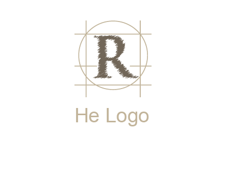 letter r inside in circle with lines logo