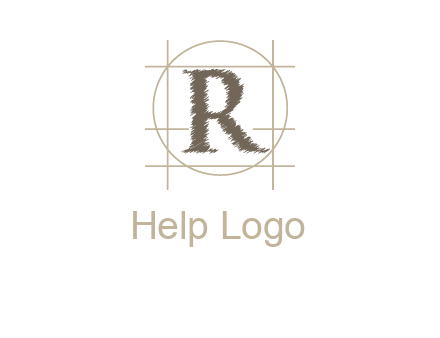 letter r inside in circle with lines logo
