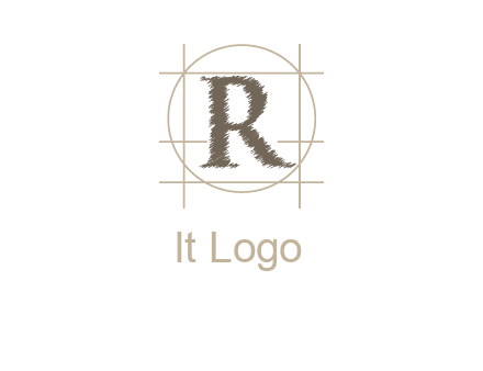 letter r inside in circle with lines logo