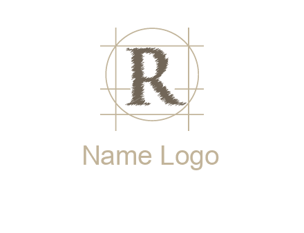 letter r inside in circle with lines logo