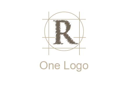 letter r inside in circle with lines logo
