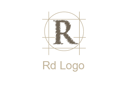 letter r inside in circle with lines logo