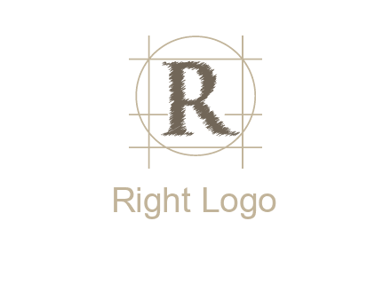 letter r inside in circle with lines logo