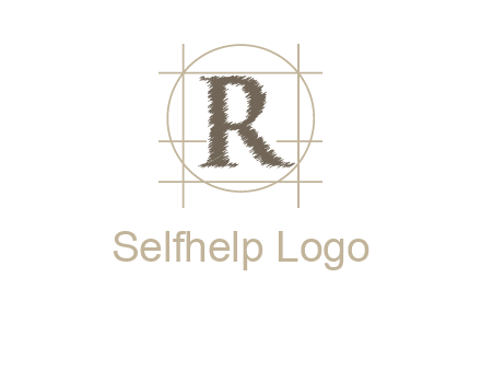 letter r inside in circle with lines logo