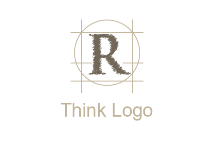 letter r inside in circle with lines logo