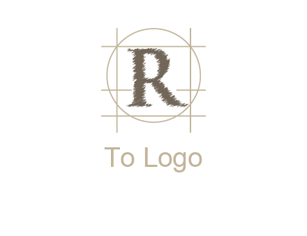 letter r inside in circle with lines logo