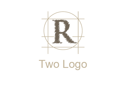 letter r inside in circle with lines logo