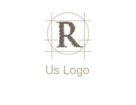 letter r inside in circle with lines logo