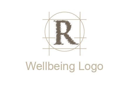 letter r inside in circle with lines logo