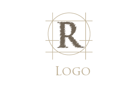 letter r inside in circle with lines logo