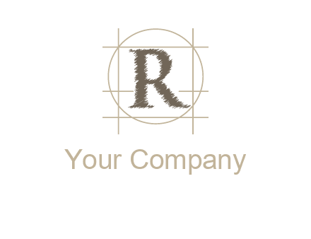 letter r inside in circle with lines logo