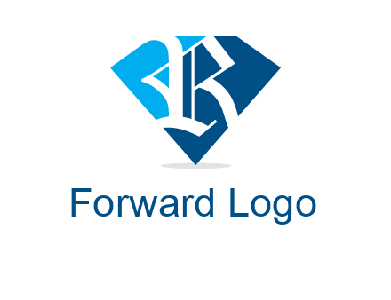 letter r is place in front of a diamond shape logo