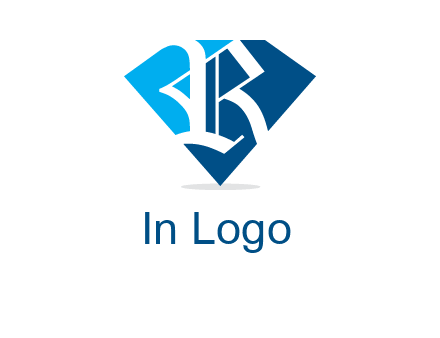 letter r is place in front of a diamond shape logo