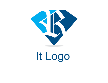 letter r is place in front of a diamond shape logo