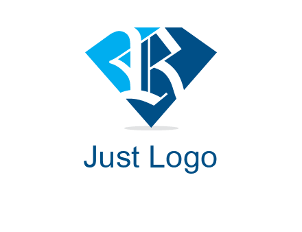 letter r is place in front of a diamond shape logo