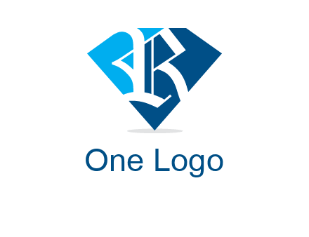 letter r is place in front of a diamond shape logo