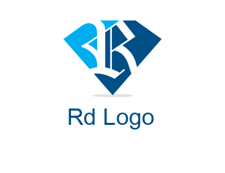 letter r is place in front of a diamond shape logo