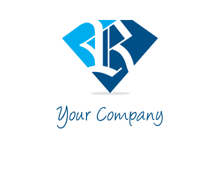 letter r is place in front of a diamond shape logo