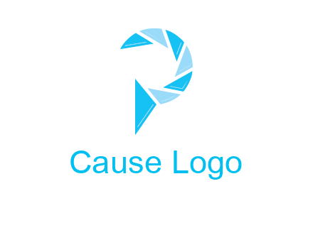 letter p with camera shutter logo