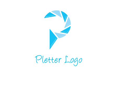 letter p with camera shutter logo