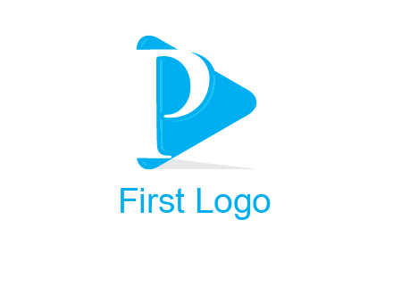 letter p is placed in front of a play button logo