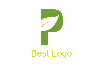 Leaf Inside letter p logo