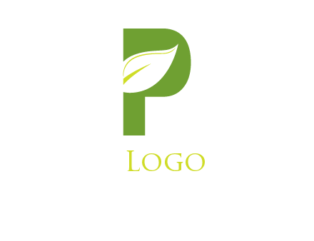 Leaf Inside letter p logo