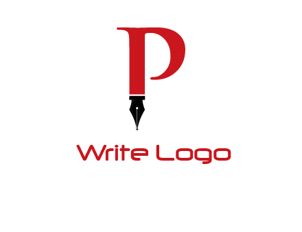 nib of a pen is placed beneath the letter p logo